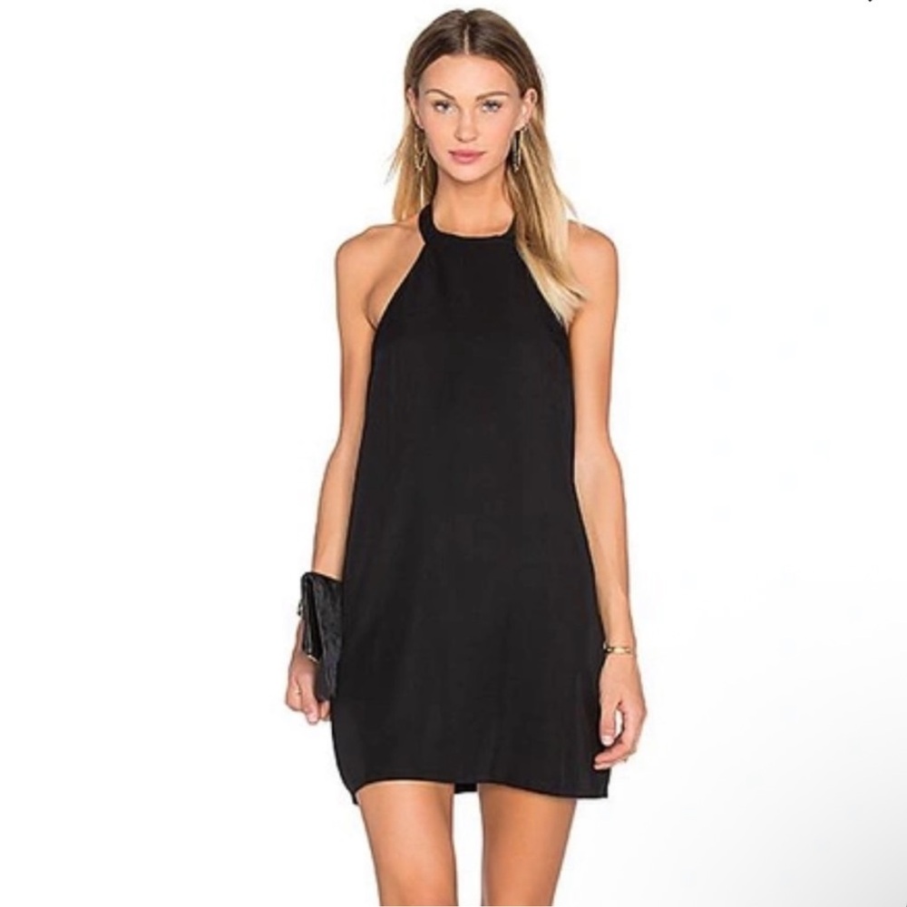 NBD×Revolve Don't Turn Back Black Halter Mini Dress Size L
